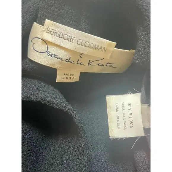 90’s OSCAR DE LA RENTA BLAZER SILK WOOL ZIP UP BLACK SZ 12 TAILORED GOTHCORE